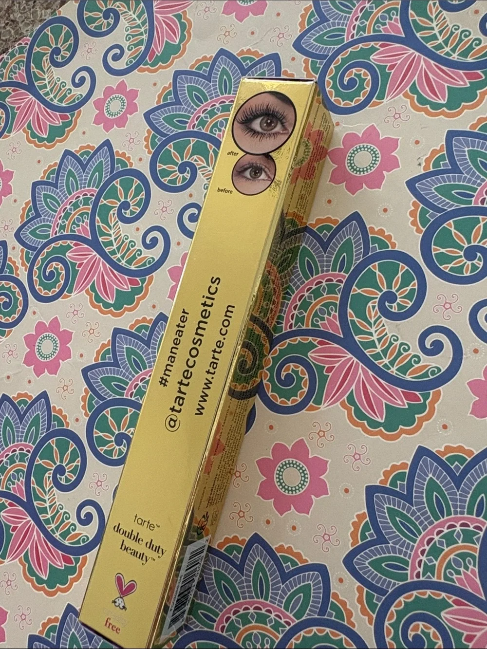 tarte Maneater Mascara – Black with Gold Leopard Print Tube in Black Brand New